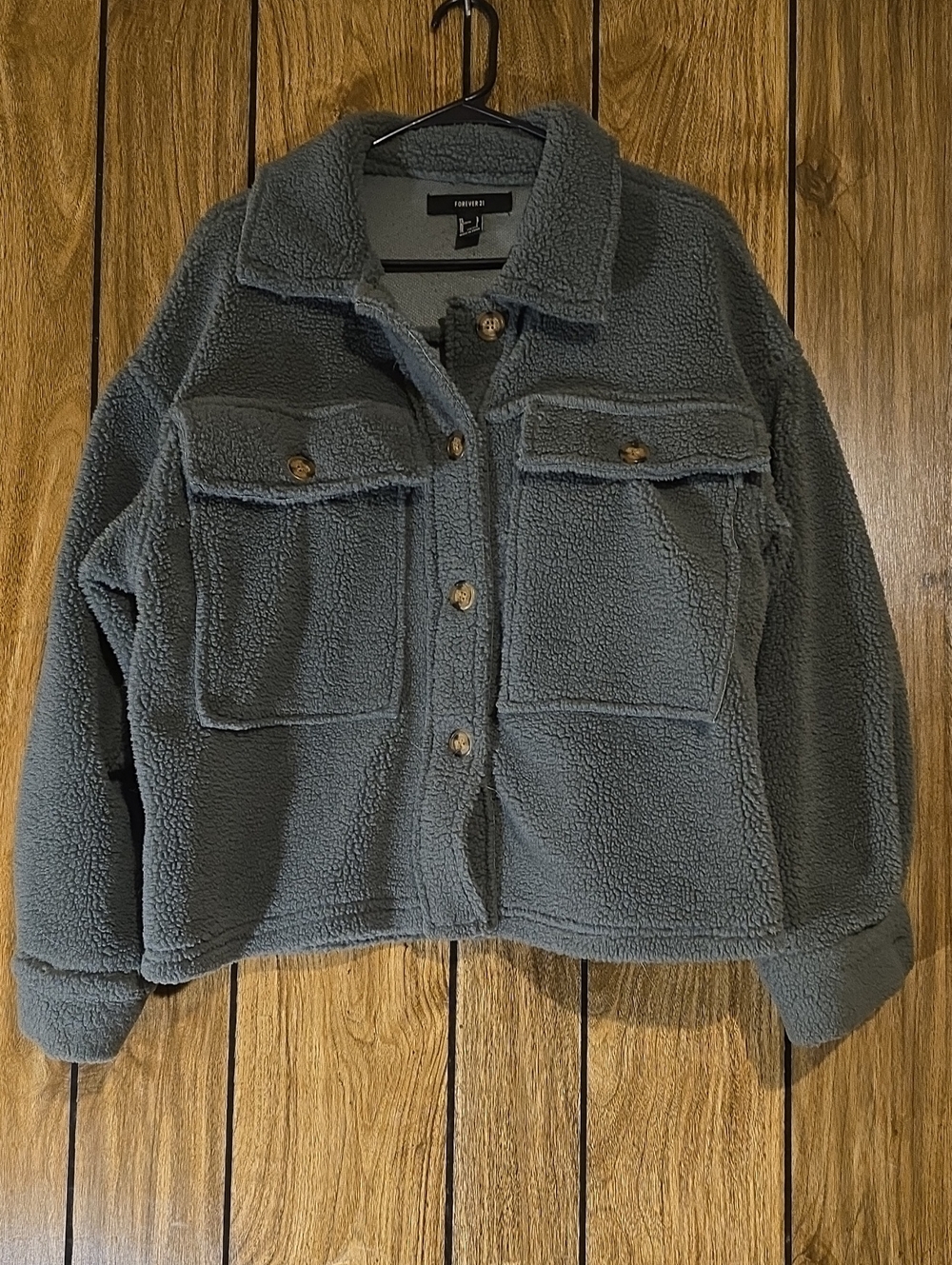Forever 21 Olive Green Sherpa Button-Front Jacket